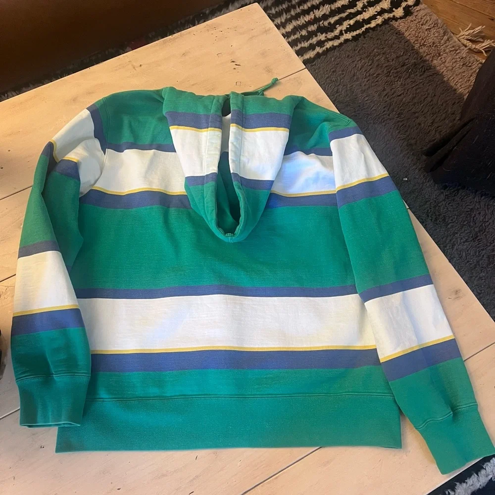 Supreme Green, White & Navy Striped Hooded Sweatshirt - Picture 2 of 10